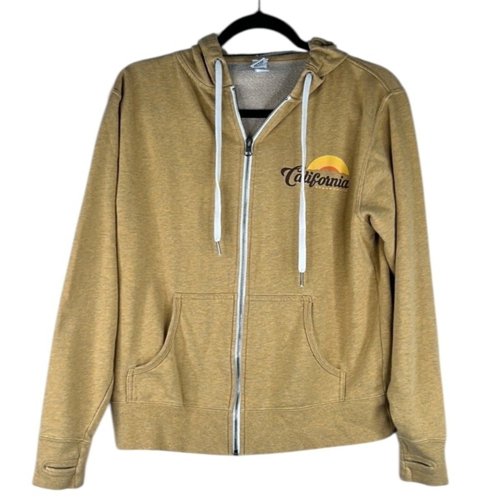 Stagecoach California Yellow Mustard Zip Down‎ Hoodie Sweatshirt Size Small